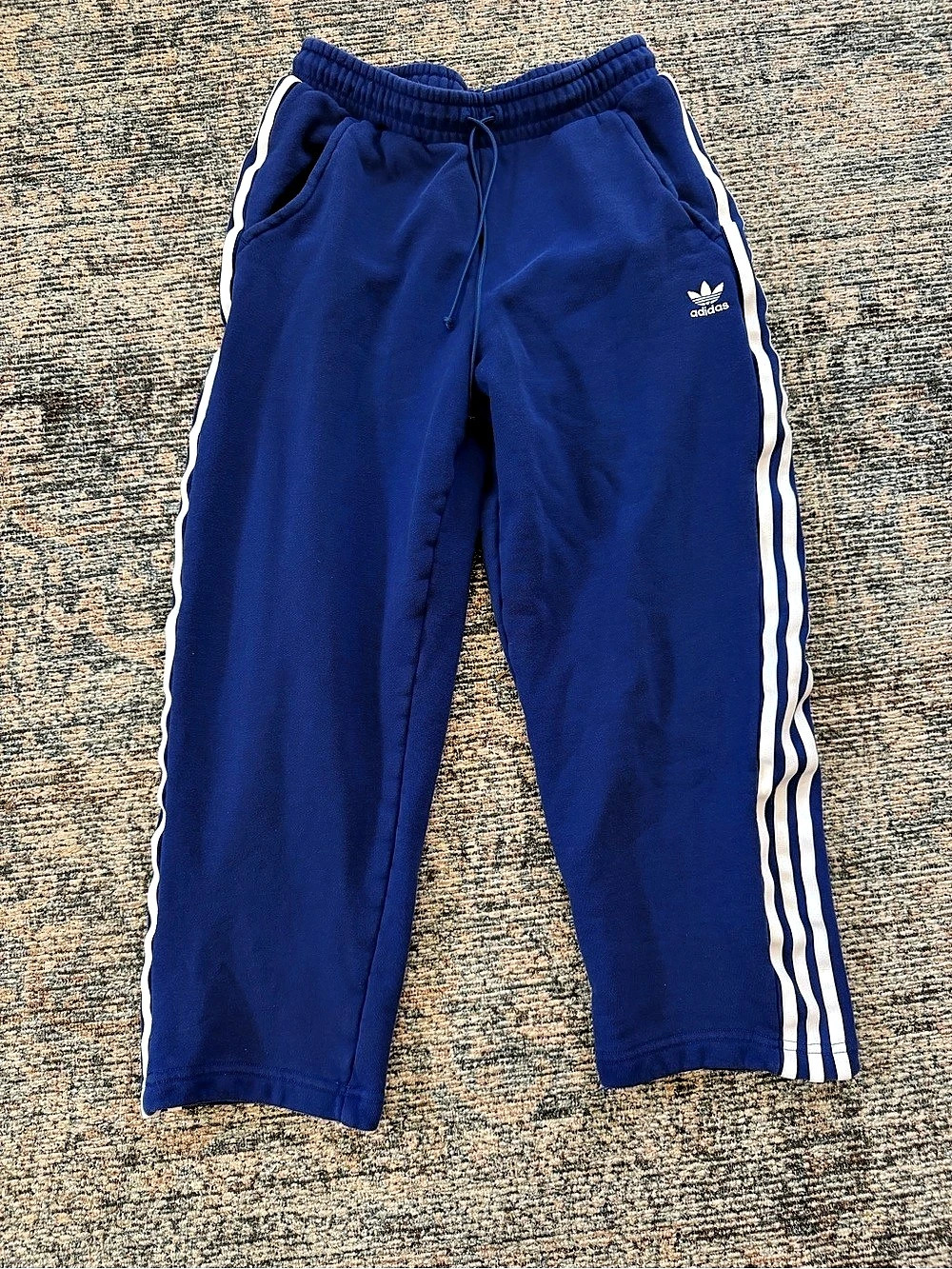 Adidas Originals Blue 3-Stripes Wide Leg Sweatpants Women’s Small